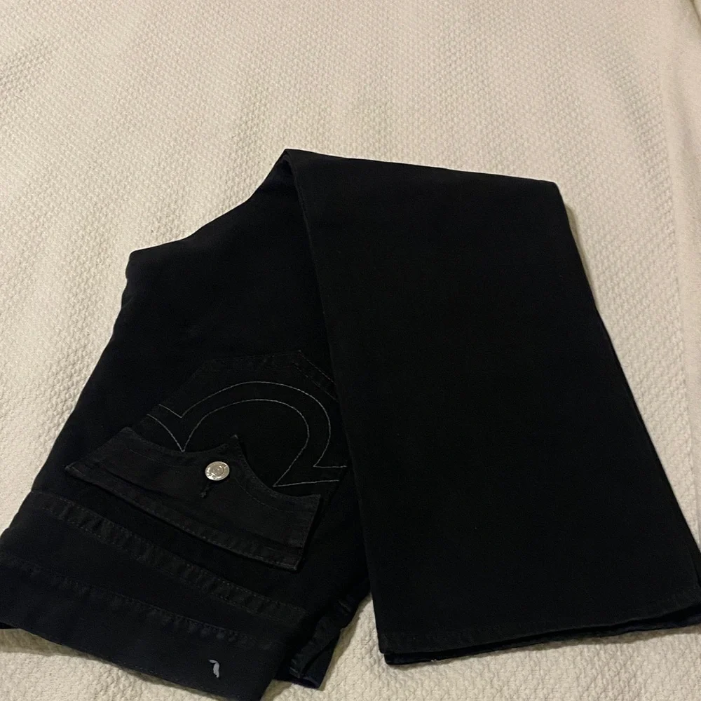 True Religion Men's Dark Jeans with Gold Button